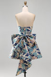 Sweetheart Pink Flower A-Line Jacquard Pearls Vestido de Regresso a Casa com Laço