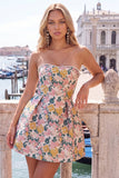 Sweetheart Pink Flower A-Line Jacquard Pearls Vestido de Regresso a Casa com Laço