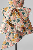 Sweetheart Pink Flower A-Line Jacquard Pearls Vestido de Regresso a Casa com Laço
