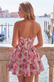 Espartilho A-Line Verde Sweetheart Jacquard Vestido de Regresso a Casa com Folhos