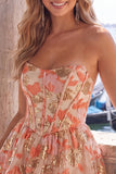 Espartilho A-Line Verde Sweetheart Jacquard Vestido de Regresso a Casa com Folhos