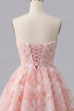 Vestido Curto Curto de Regresso a Casa Azul Azul A-Line A-Line Pearl Pearl Floral Curto com Renda nas Costas