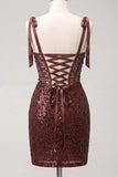 Corpete transparente brilhante, lantejoulas, atacar atrás, alças com laço, vestido de boas-vindas com fenda