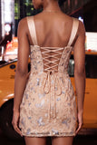 Corset Bodycon Blush com gola alta, renda para trás, vestido de regresso franzido com cinta