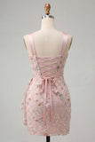 Corset Bodycon Blush com gola alta, renda para trás, vestido de regresso franzido com cinta