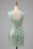 Vestido de Homecoming com Corset Transparente Espartilho Franzido com Folhos Champanhe