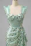 Vestido de Homecoming com Corset Transparente Espartilho Franzido com Folhos Champanhe