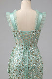 Vestido de Homecoming com Corset Transparente Espartilho Franzido com Folhos Champanhe