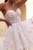 Vestido de Finalistas com Espartilho Espartilho A-Line e Renda nas Costas