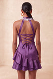 Vestido de regresso a casa, com decote laranja e decote alaranjado em cetim, com folhos, com flores 3D