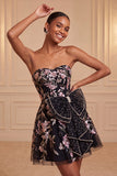 Vestido de regresso a casa, com laço em A, bordado A-Line Strapless Strapless A-Line Bordado Verde Sálvia