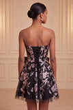 Vestido de regresso a casa, com laço em A, bordado A-Line Strapless Strapless A-Line Bordado Verde Sálvia