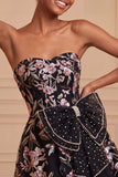 Vestido de regresso a casa, com laço em A, bordado A-Line Strapless Strapless A-Line Bordado Verde Sálvia