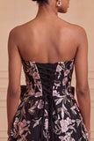 Vestido de regresso a casa, com laço em A, bordado A-Line Strapless Strapless A-Line Bordado Verde Sálvia