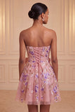 Vestido de regresso a casa, com laço em A, bordado A-Line Strapless Strapless A-Line Bordado Verde Sálvia