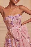 Vestido de regresso a casa, com laço em A, bordado A-Line Strapless Strapless A-Line Bordado Verde Sálvia