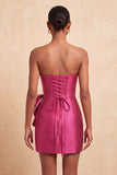 Vestido de Regresso ao Casamento Verde-Verde Escuro, Body-Con Cordões Pérolas, com Laço na Cintura