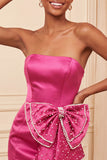 Vestido de Regresso ao Casamento Verde-Verde Escuro, Body-Con Cordões Pérolas, com Laço na Cintura