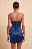 Vestido de Regresso ao Casamento Verde-Verde Escuro, Body-Con Cordões Pérolas, com Laço na Cintura