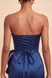 Vestido de Regresso ao Casamento Verde-Verde Escuro, Body-Con Cordões Pérolas, com Laço na Cintura
