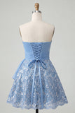 Lantejoulas azul céu A-Line Sweetheart Atacam Vestido de Regresso a Casa com Faixa