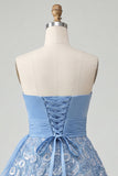 Lantejoulas azul céu A-Line Sweetheart Atacam Vestido de Regresso a Casa com Faixa