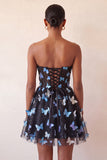 Blush Sweetheart Corset transparente Espartilho Borboleta Vestido de Regresso a Casa com Renda Levantada nas Costas