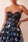 Blush Sweetheart Corset transparente Espartilho Borboleta Vestido de Regresso a Casa com Renda Levantada nas Costas
