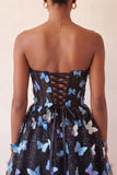 Blush Sweetheart Corset transparente Espartilho Borboleta Vestido de Regresso a Casa com Renda Levantada nas Costas
