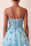 Blush Sweetheart Corset transparente Espartilho Borboleta Vestido de Regresso a Casa com Renda Levantada nas Costas
