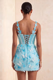 Bodycon Blush Corset Borboleta Pérola Aplique Renda Nas Costas Vestido de Regresso a Casa com Faixa