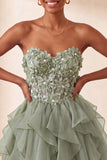 Espartilho transparente A-Line Sky Blue, Renda A, Renda A, Vestido de Finalistas