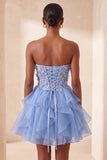 Espartilho transparente A-Line Sky Blue, Renda A, Renda A, Vestido de Finalistas