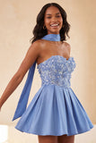 Vestido de Finalistas Florais com Misangas em Linha Azeitona e Renda nas Costas