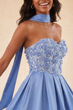 Vestido de Finalistas Florais com Misangas em Linha Azeitona e Renda nas Costas