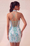 Bodycon vestido de regresso a casa roxo claro com decote halter