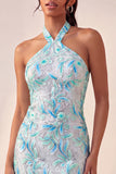 Bodycon vestido de regresso a casa roxo claro com decote halter