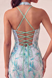 Bodycon vestido de regresso a casa roxo claro com decote halter