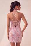 Bodycon vestido de regresso a casa roxo claro com decote halter