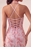 Bodycon vestido de regresso a casa roxo claro com decote halter