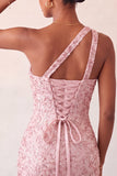 Vestido de Regresso a Casa Bodycon Bodycon Champanhe com Um Ombro Levantado nas Costas e Lantejoulas