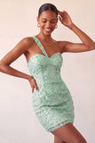 Vestido de Regresso a Casa Bodycon Bodycon Champanhe com Um Ombro Levantado nas Costas e Lantejoulas