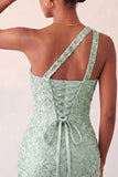 Vestido de Regresso a Casa Bodycon Bodycon Champanhe com Um Ombro Levantado nas Costas e Lantejoulas