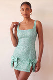 Vestido de Homecoming com Laquejoulas Bodycon Bodycon Verde Menta com Laço