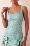 Vestido de Homecoming com Laquejoulas Bodycon Bodycon Verde Menta com Laço