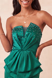 Vestido de boas-vindas roxo claro, bodycon sem alças, renda nas costas, pérolas franzidas