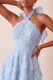 Vestido de regresso a casa, com decote lilas, linha A, pérolas florais high low low com renda nas costas