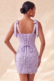 Espartilho bodycon Sage Poeirento, Vestido de Finalistas com Fitas Florais com Laço, Vestido de Regresso a Casa com Renda Nas Costas