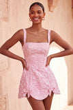 Vestido de regresso a casa, com decote quadrado Jacquard Sálvia e Sálvia Empoeirada, Renda Floral, Renda nas Costas, com Laço