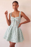 Vestido de regresso a casa, Corset roxo claro de decote quadrado, Jacquard renda nas costas e misangas